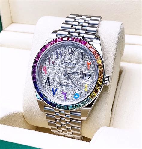 rolex rainbow arabic dial|Rolex datejust 41 arabic numerals.